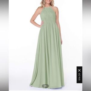 Azazie High Neck Sage Green Bridesmaid Dress